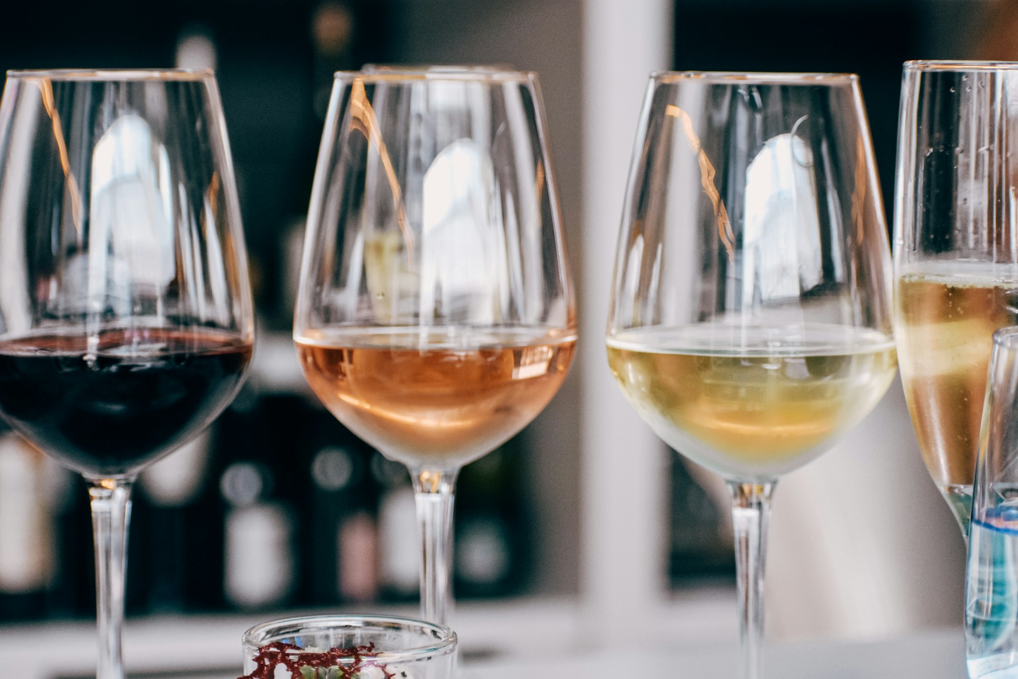 A comparison of contrasting wine styles in tasting glasses